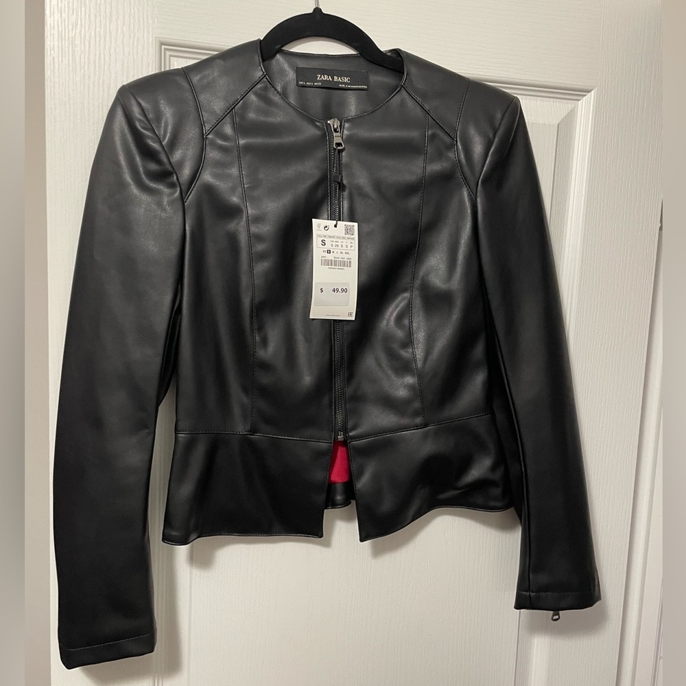 Zara black leather jacket